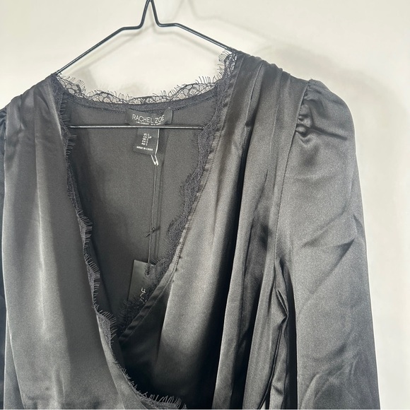 NWT Rachel Zoe Elegant Black Wrap Blouse | US Size Small - Picture 3 of 13